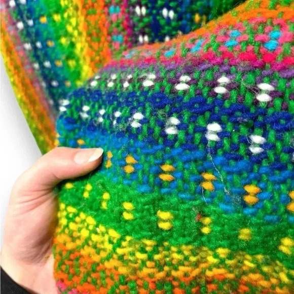 Unisex Ecuadorian 100% Wool Rainbow Cable Knit Full Zip Sweater - Picture 5 of 11